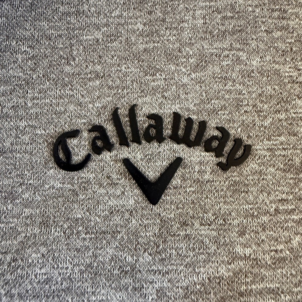 Callaway Pullover Men Large Gray 1/4 Zip Mock Neck Golf Fleece Jacket Pockets - Picture 2 of 9